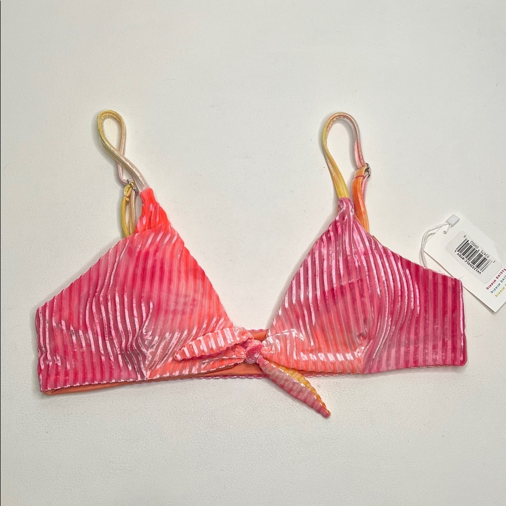 NWT Dippin Daisys charisma velvet tie front bikini top size large